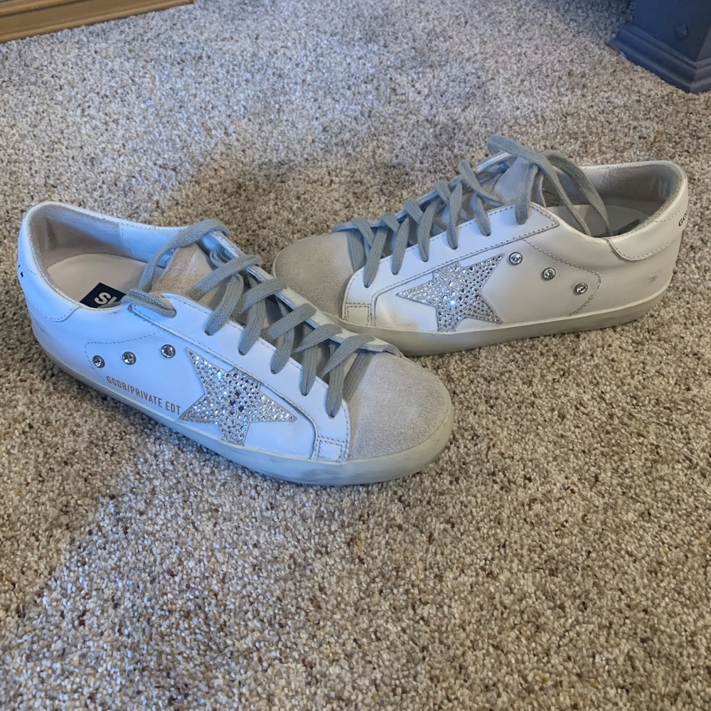 Golden Goose Super Star Private Edition with suede toe and Swarovski Crystals
